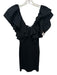 Zara Size S Black Cotton Ribbed Ruffle Detail Cap Sleeve Dress Black / S