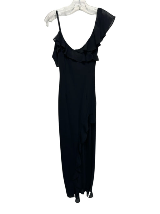 Runaway The Label Size XS Black Polyester Ruffle Detail Cap Sleeve Dress Black / XS