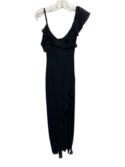 Runaway The Label Size XS Black Polyester Ruffle Detail Cap Sleeve Dress Black / XS