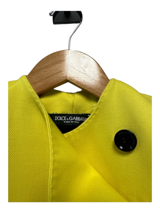 Dolce & Gabbana Size 38 Neon Yellow Silk & Wool black buttons Crop Blazer Neon Yellow / 38