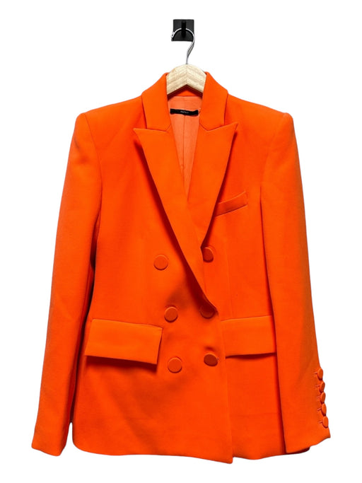 Alex Perry Size 8 Neon Orange Polyester Long Double Breast Shoulder Pads Blazer Neon Orange / 8