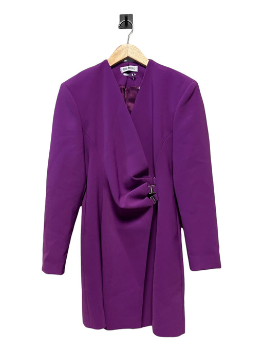 The Attico Size 48 Purple Synthetic Silver Hardware V Neck Gathered Dress Blazer Purple / 48