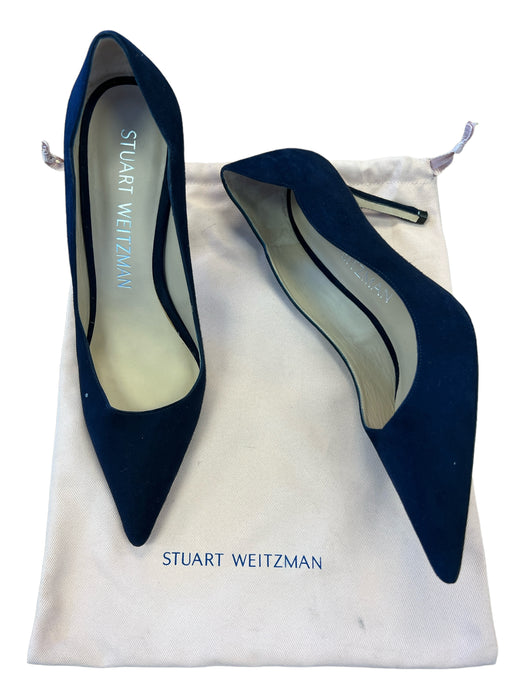 Stuart Weitzman Shoe Size 10 Navy Suede Leather Sole Stiletto Pointed Toe Shoes Navy / 10