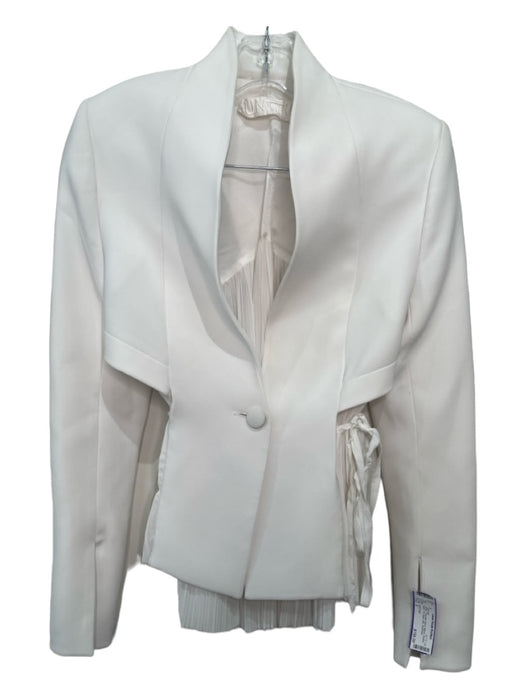 UNTTLED Size 2 White Triacetate Blend Blazer Pleated Back Tie Waist Pant Set White / 2