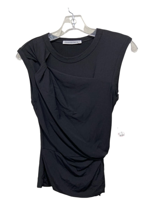 Alexander Wang.T Size XS Black Sleeveless Twist Knot Rouched Round Neck Top Black / XS