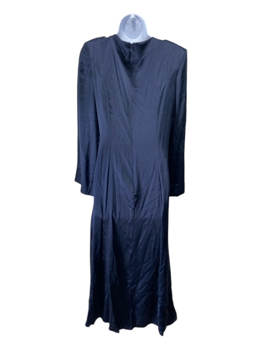 5a7 Cinq a Sept Size 8 Navy Blue Silk Side Tie Surplice Long Sleeve Maxi Dress Navy Blue / 8