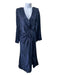 5a7 Cinq a Sept Size 8 Navy Blue Silk Side Tie Surplice Long Sleeve Maxi Dress Navy Blue / 8