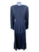 5a7 Cinq a Sept Size 4 Navy Blue Silk Side Tie Surplice Long Sleeve Maxi Dress Navy Blue / 4