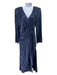 5a7 Cinq a Sept Size 4 Navy Blue Silk Side Tie Surplice Long Sleeve Maxi Dress Navy Blue / 4