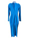 Alex Perry Size M/14 Blue Polyamide Cupped Long Sleeve Sheath Midi Dress Blue / M/14