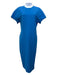 Victoria Beckham Size 10 Blue Polyester Blend Cap Sleeve Paneled Back Zip Dress Blue / 10