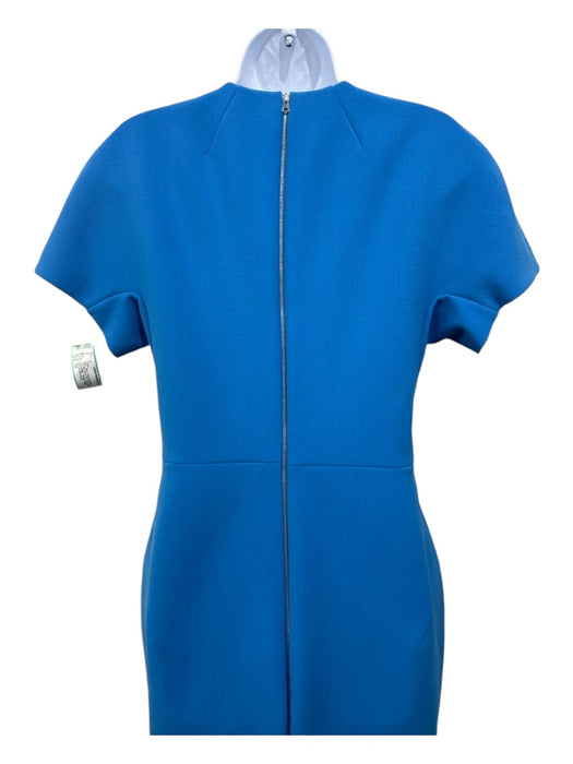 Victoria Beckham Size 10 Blue Polyester Blend Cap Sleeve Paneled Back Zip Dress Blue / 10