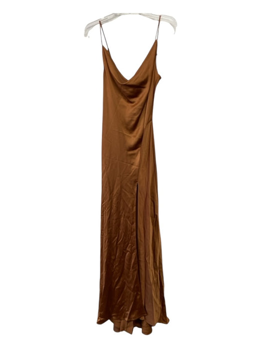 Jonathan Simkhai Size 10 Copper Brown Acetate Blend Spaghetti Strap Dress Copper Brown / 10