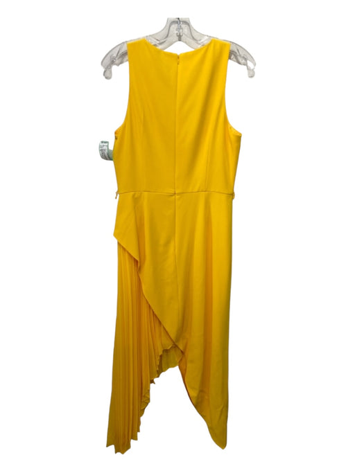 Badgley Mischka Size 10 Yellow Polyester Blend Sleeveless Pleated Midi Dress Yellow / 10