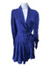 Zimmerman Size 0 Royal Blue Silk Long Sleeve Wrap dress Ruched Detail Dress Royal Blue / 0