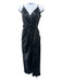 Jonathan Simkhai Size 10 Black PU leather Spaghetti Strap Fringe Surplice Dress Black / 10