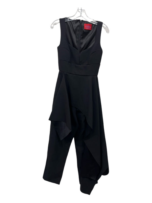 Solace London Size 2 Black Polyester Sleeveless Asymmetric Princess Cut Jumpsuit Black / 2