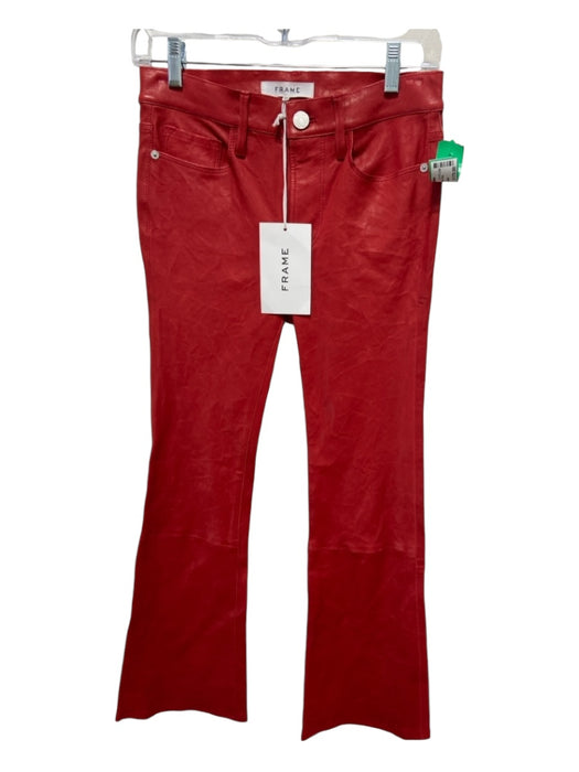 Frame Size 25 Red Lamb leather High Rise Pockets Crop Pants Red / 25