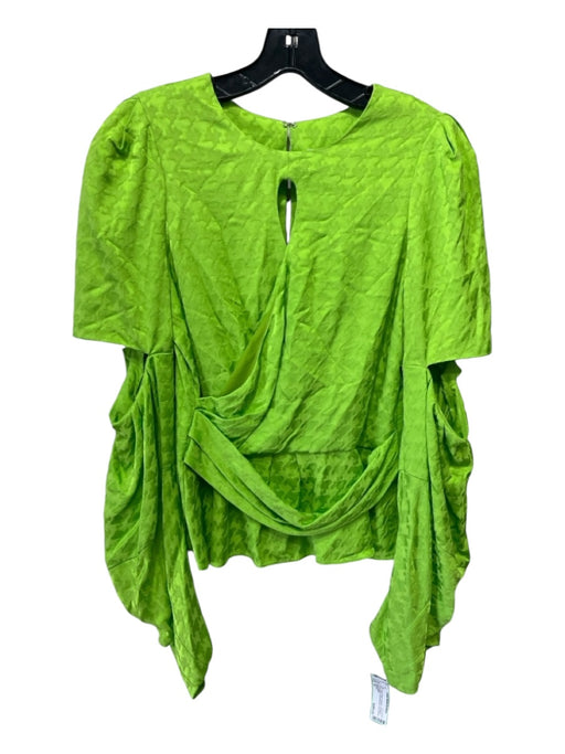 Hellessy Size 10 Neon Green Viscose Jacquard Round Neck Front keyhole Top Neon Green / 10