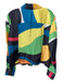 Staud Size L Black & Multi Polyester Button Down Abstract Long Sleeve Collar Top Black & Multi / L