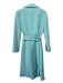 Alice + Olivia Size S Teal Blue Polyester 3 Button Flap Pocket Sash Coat Teal Blue / S