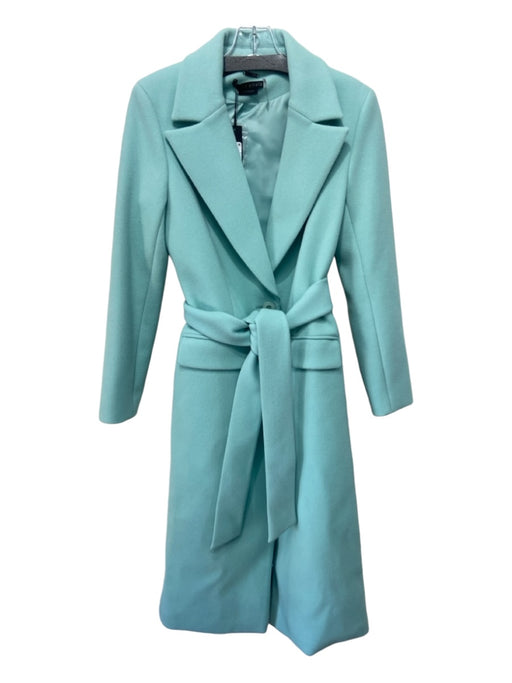 Alice + Olivia Size S Teal Blue Polyester 3 Button Flap Pocket Sash Coat Teal Blue / S