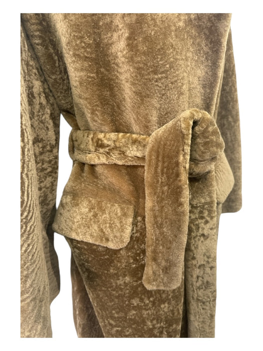 Nour Hammour Size 38 Olive Brown Lamb Fur Flat Pockets Sash Maxi Coat Olive Brown / 38