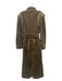 Nour Hammour Size 38 Olive Brown Lamb Fur Flat Pockets Sash Maxi Coat Olive Brown / 38