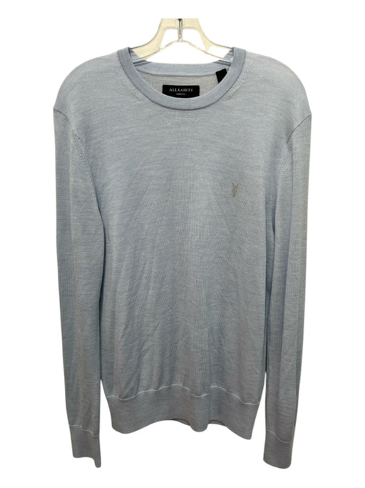 ALLSAINTS Size M Light blue Merino Wool Solid Crew Men's Sweater M