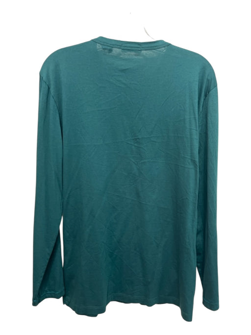 Theory Size L Green Cotton Solid Henley Men's Long Sleeve Shirt L