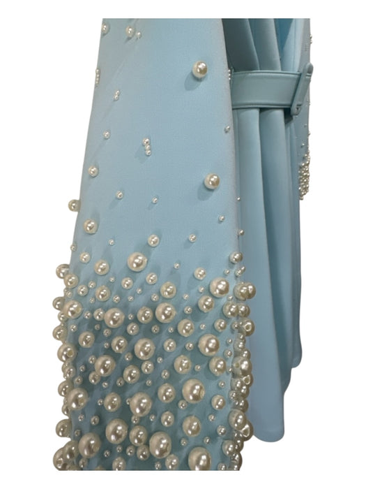 Badgley Mischka Size 8 Light Blue Polyester Pearl Detail Blazer Sash Midi Dress Light Blue / 8