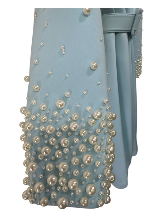 Badgley Mischka Size 8 Light Blue Polyester Pearl Detail Blazer Sash Midi Dress Light Blue / 8