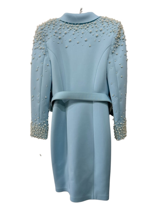 Badgley Mischka Size 8 Light Blue Polyester Pearl Detail Blazer Sash Midi Dress Light Blue / 8