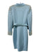 Badgley Mischka Size 8 Light Blue Polyester Pearl Detail Blazer Sash Midi Dress Light Blue / 8