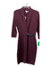 Reiss Size M Plum Purple Viscose & Polyamide Long Sleeve Belted Midi Dress Plum Purple / M