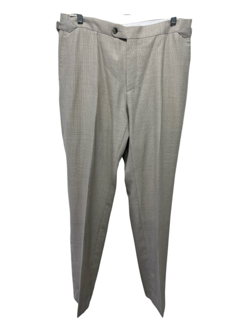 Suitsupply Size 52 Beige Wool Blend Solid Dress Side Tabs Men's Pants 52