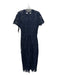 Shoshanna Size 10 Navy Blue Polyester Boat Neck Laser Cut Cap Sleeve Midi Dress Navy Blue / 10