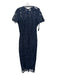 Shoshanna Size 10 Navy Blue Polyester Boat Neck Laser Cut Cap Sleeve Midi Dress Navy Blue / 10