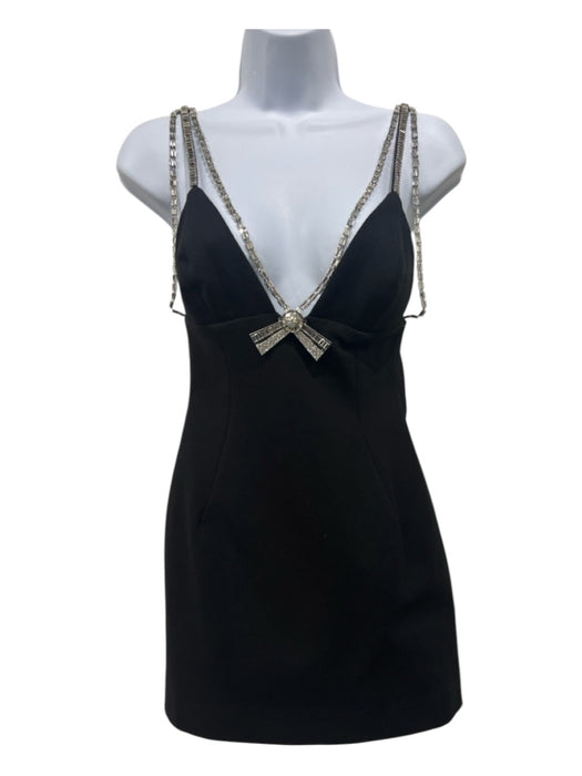 Area Size Small Black Rayon Blend Rhinestone Strap Mini Back Zip Dress Black / Small