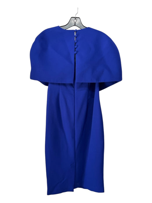 Safiyaa Size 14 Royal Blue Polyester One Shoulder Cape Back Slit Midi Dress Royal Blue / 14