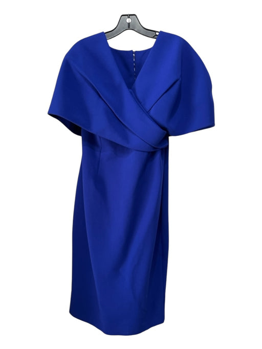 Safiyaa Size 14 Royal Blue Polyester One Shoulder Cape Back Slit Midi Dress Royal Blue / 14