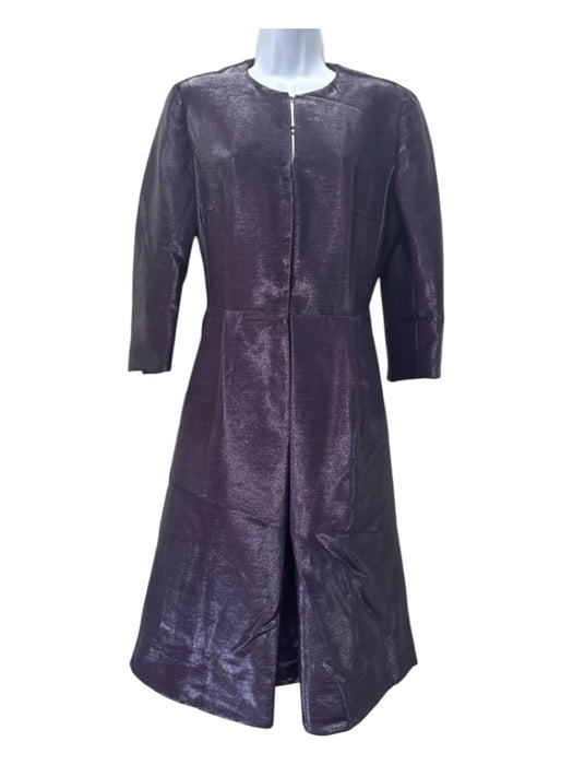 Akris Size 10 Dark Purple Cotton Blend Coated Half Button A Line Pleated Dress Dark Purple / 10