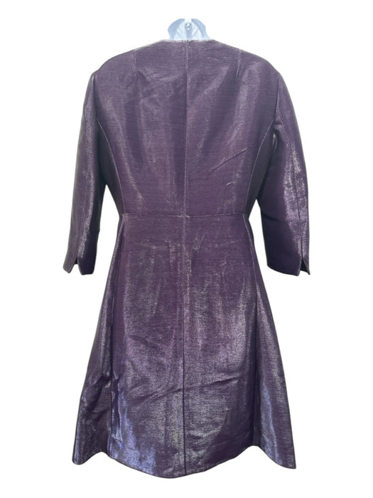 Akris Size 10 Dark Purple Cotton Blend Coated Half Button A Line Pleated Dress Dark Purple / 10