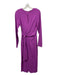 Reiss Size 4 Purple Viscose Long Sleeve Knot Detail Keyhole Back Slit Dress Purple / 4