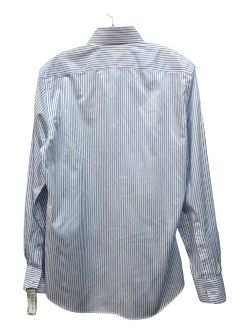 Suitsupply Size 15.5 White & Blue Cotton Striped Button Down Long Sleeve Shirt 15.5