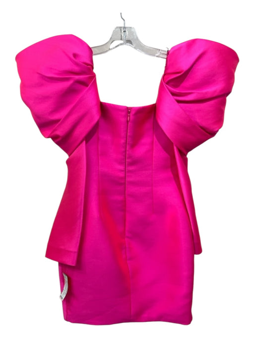 Solace London Size 4 Hot pink Polyester Back Zip Pleated Puff Sleeve Dress Hot pink / 4