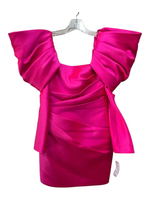 Solace London Size 4 Hot pink Polyester Back Zip Pleated Puff Sleeve Dress Hot pink / 4