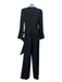 Roland Mouret Size 8 Black Wool Zip Long Trumpet Sleeve Asymmetric Hem Pant Set Black / 8