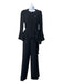 Roland Mouret Size 8 Black Wool Zip Long Trumpet Sleeve Asymmetric Hem Pant Set Black / 8