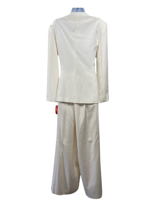 Lafayette 148 Size 14 Off White Silk 1 Button Knot Detail Hook & Zip Pant Set Off White / 14